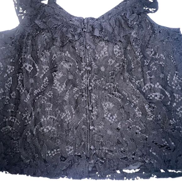 Torrid Blouse Womens 0X Black Lacy Ruffles Whimsygoth Fairygoth Coquette Top - Picture 10 of 16